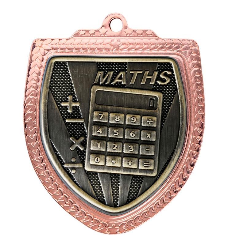 1067BVP-MS40G Shield Medal - Maths 8cm