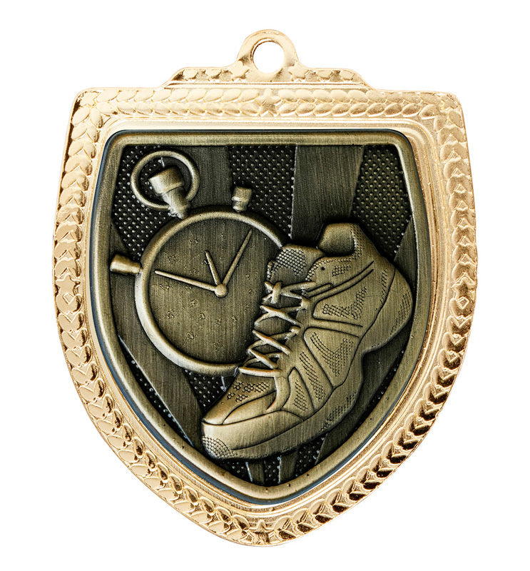 1067GVP-MS17G Shield Medal - Athletics 8cm