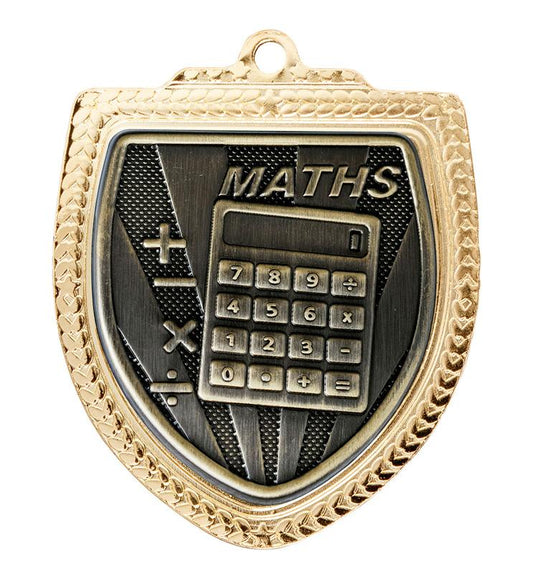 1067GVP-MS40G Shield Medal - Maths 8cm