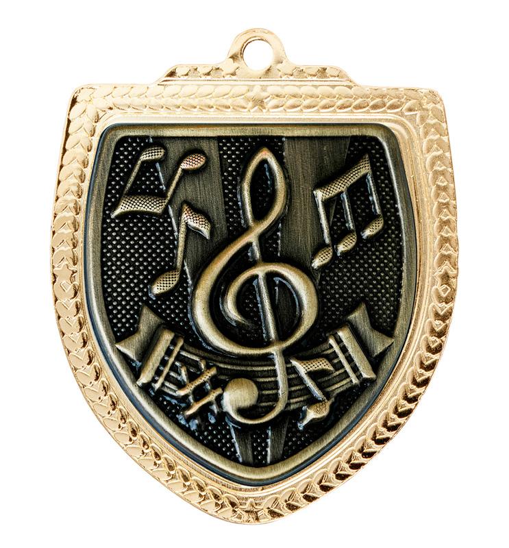 1067GVP-MS44G Shield Medal - Music 8cm