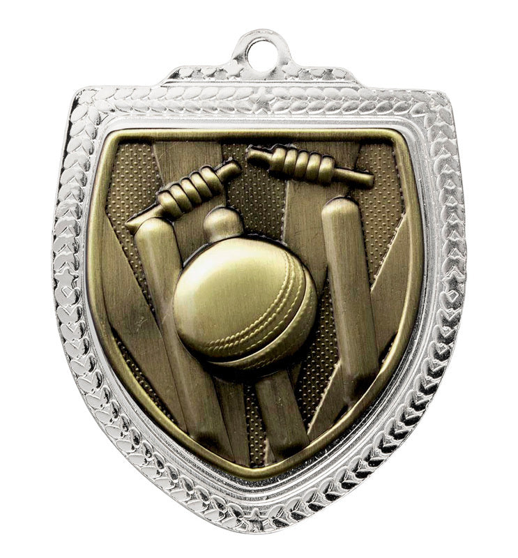 1067SVP-MS1G Shield Medal - Cricket 8cm