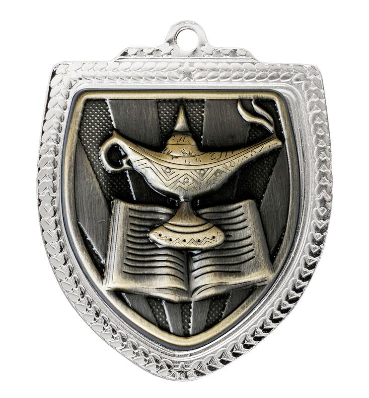 1067SVP-MS39G Shield Medal - Lamp of Knowledge 8cm