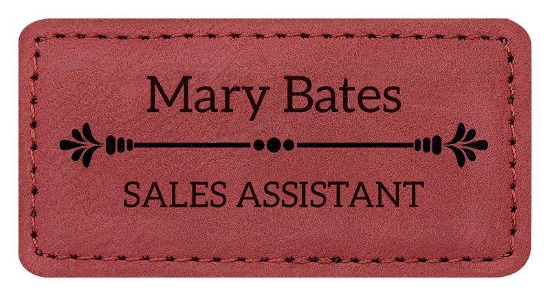 AL206 Leatherette Name Badge with Magnet - Rose