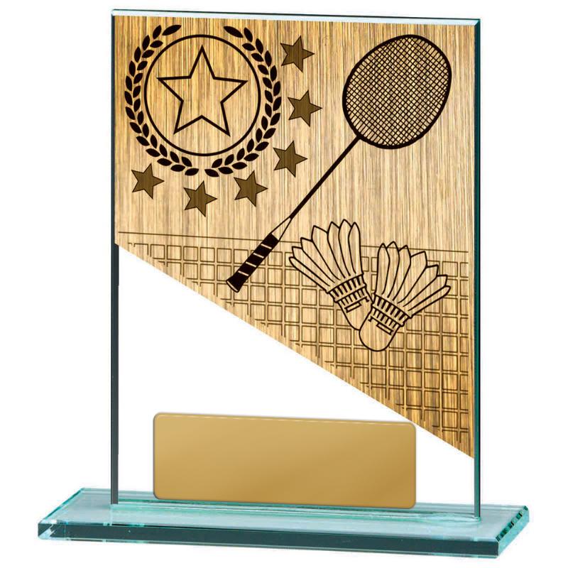 BG01A-PS57A Badminton Theme on Glass 13cm