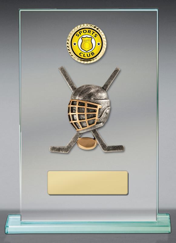 BG01B-CF25G Ice Hockey Theme on Glass 15cm