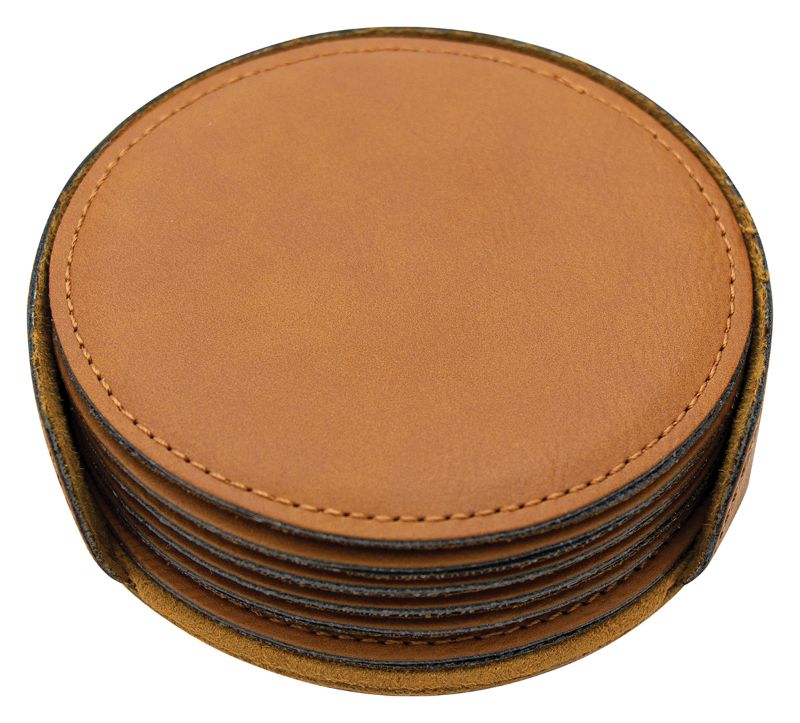 LE261 Leatherette Coaster Set Circle x 6 10cm