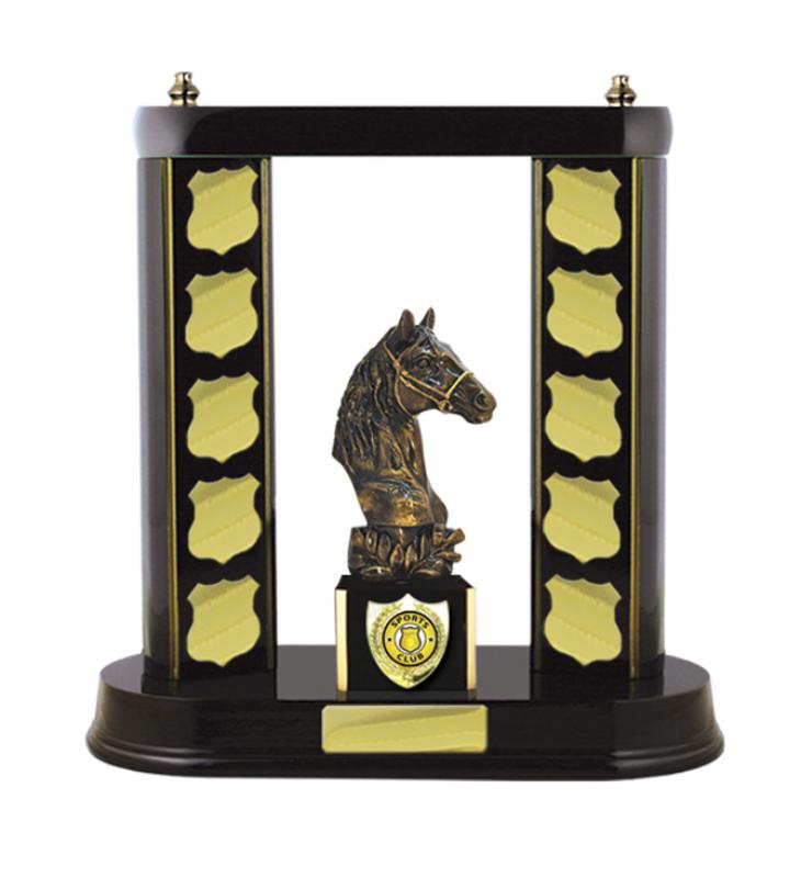 S24-7601DK Timber Buildup Horses 28.8cm