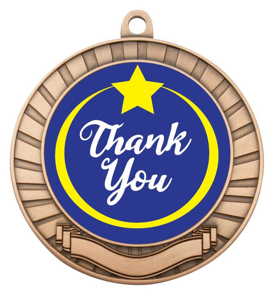 ASE230B Eco Scroll Medal Thank You Bronze 7cm