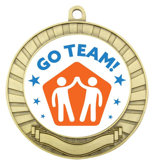 ASE244G Eco Scroll Medal Teamwork Gold 7cm