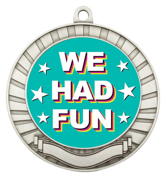 ASE245S Eco Scroll Medal We Had Fun Silver 7cm