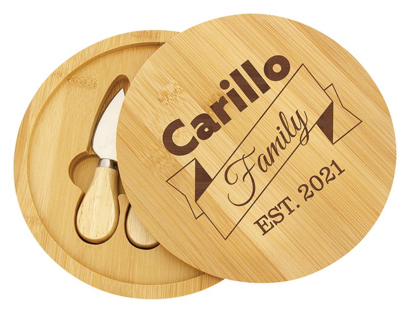 CHE01 Bamboo Cheese Gift Set with Tools 20cm