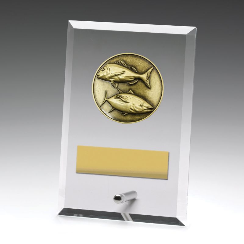 DY103A Glass Plaque Fishing 15cm