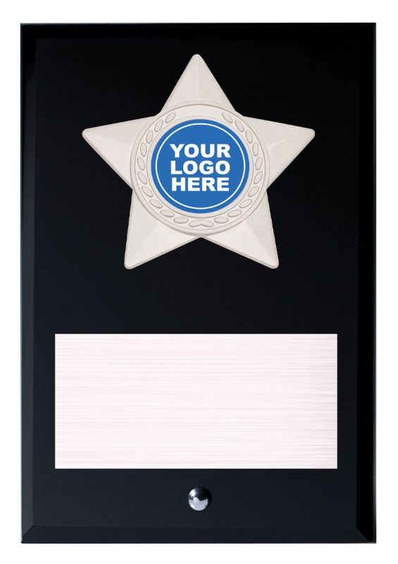 GA07/2A Star Black Glass Plaque 15cm