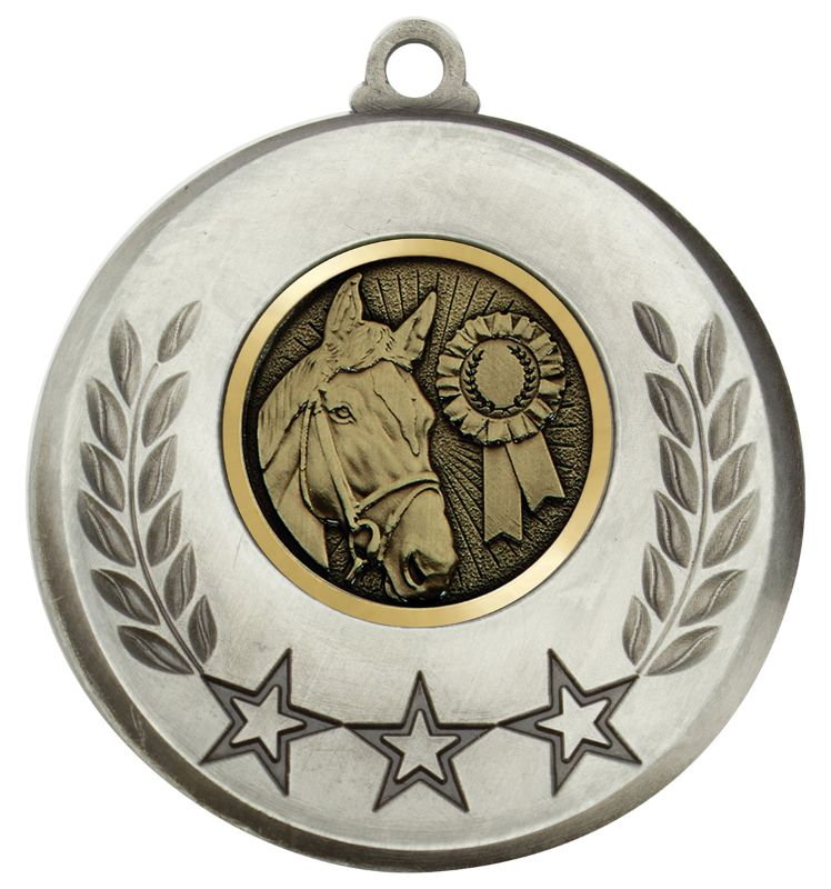MSH135S Laurel Medal Horse Silver 5.2cm