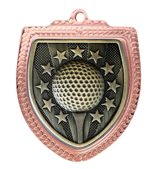 1067BVP-MS10G Shield Medal - Golf 8cm