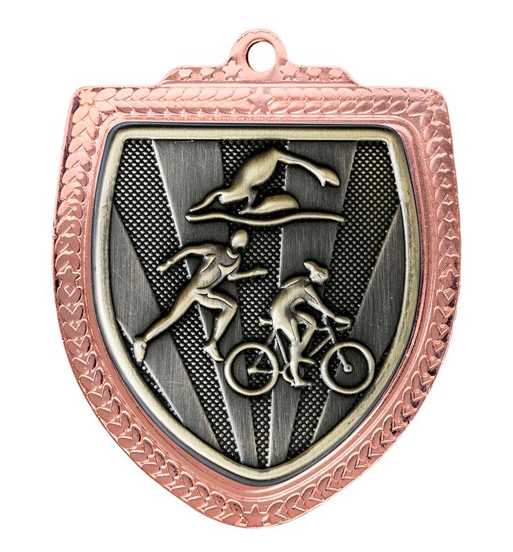 1067BVP-MS15G Shield Medal - Triathlon 8cm