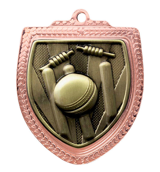 1067BVP-MS1G Shield Medal - Cricket 8cm