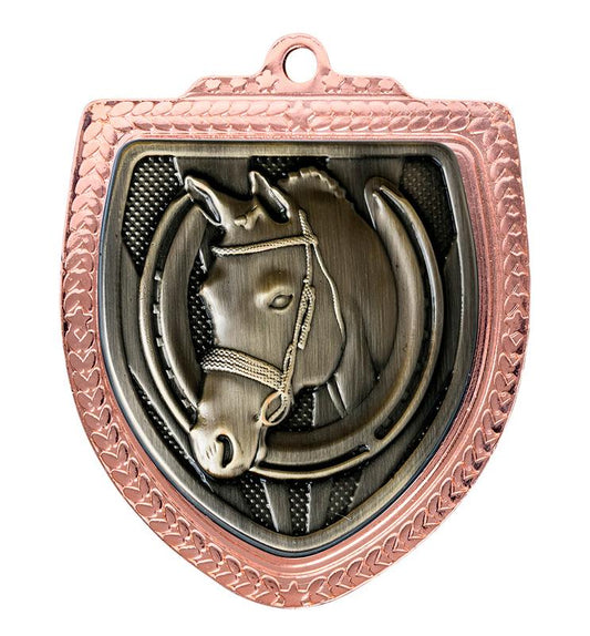 1067BVP-MS29G Shield Medal - Horses 8cm