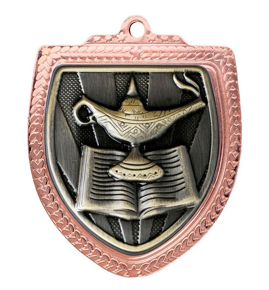 1067BVP-MS39G Shield Medal - Lamp of Knowledge 8cm