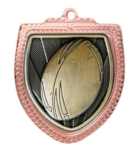 1067BVP-MS6B Shield Medal - Rugby Ball 8cm