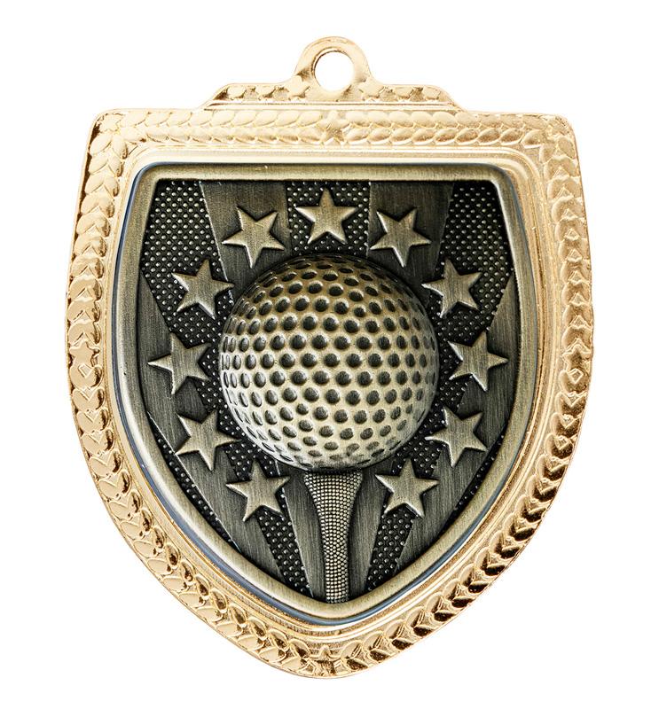 1067GVP-MS10G Shield Medal - Golf 8cm