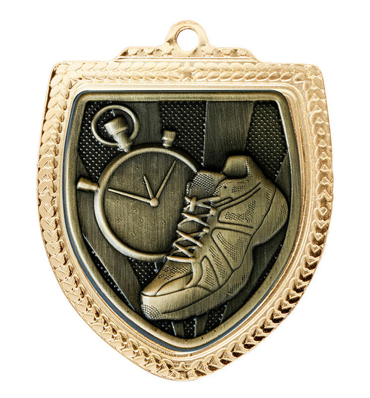 1067GVP-MS17G Shield Medal - Athletics 8cm