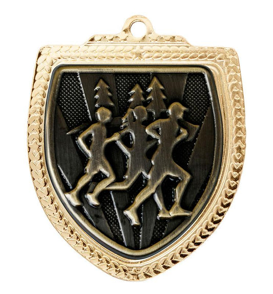 1067GVP-MS18G Shield Medal - Cross Country 8cm