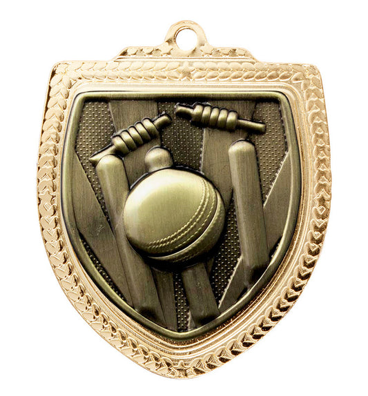 1067GVP-MS1G Shield Medal - Cricket 8cm
