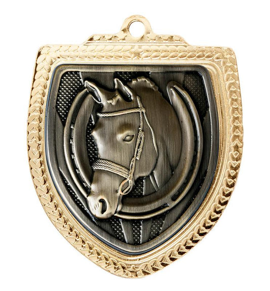 1067GVP-MS29G Shield Medal - Horses 8cm