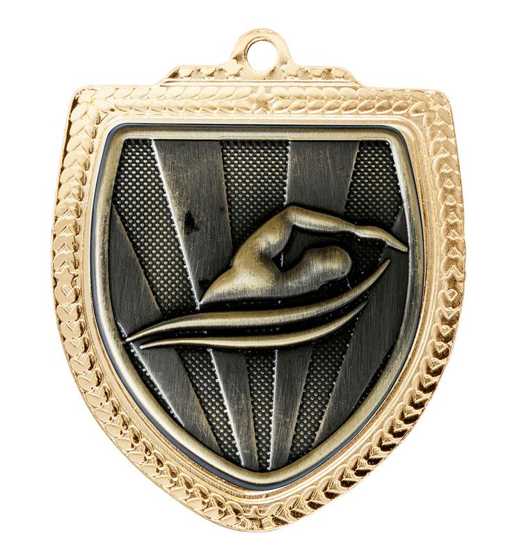 1067GVP-MS2G Shield Medal - Swimming 8cm