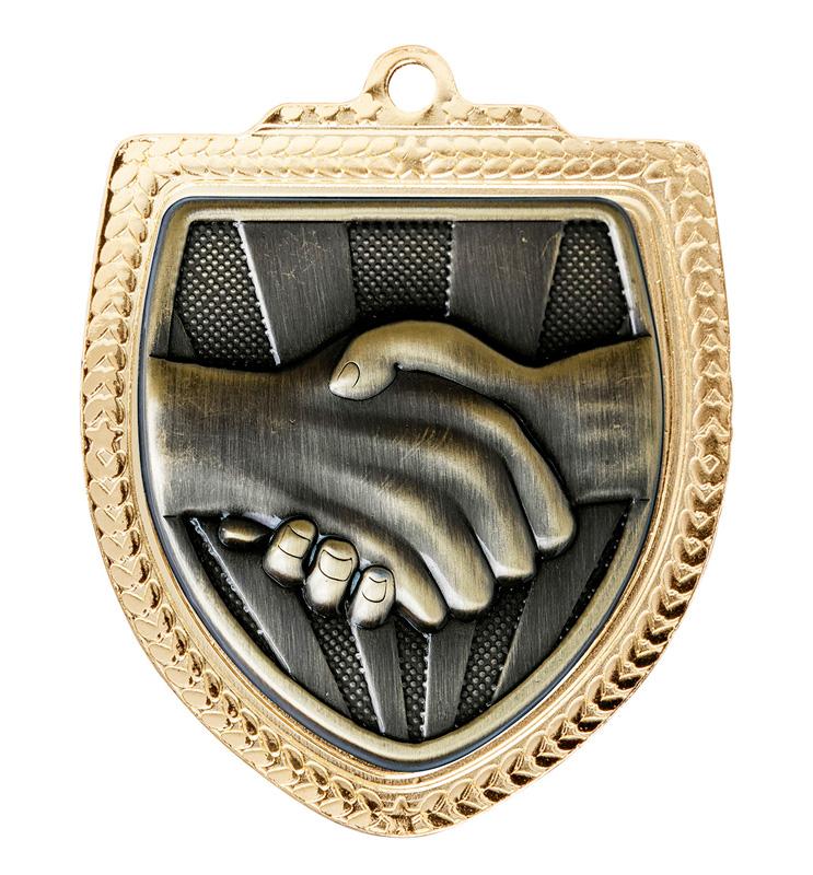 1067GVP-MS38G Shield Medal - Fair Play/Sportsmanship 8cm