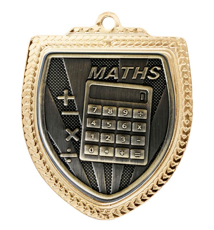 1067GVP-MS40G Shield Medal - Maths 8cm