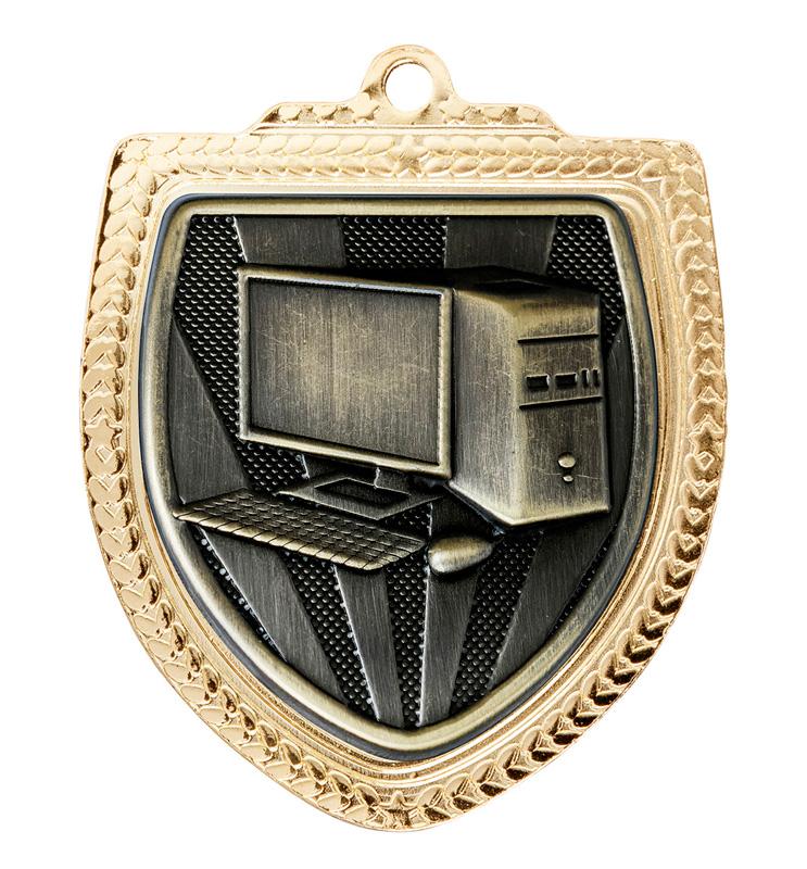 1067GVP-MS42G Shield Medal - Computers 8cm