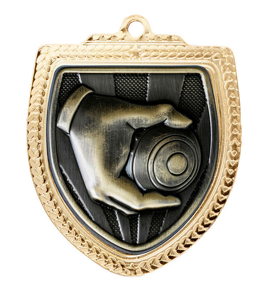 1067GVP-MS58G Shield Medal - Lawn Bowls 8cm