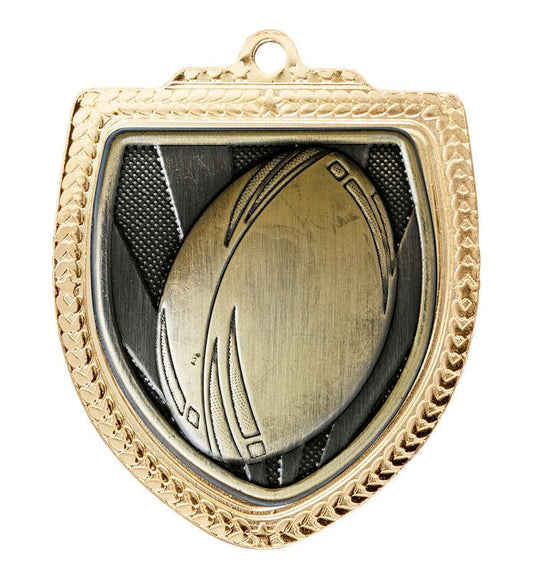 1067GVP-MS6B Shield Medal - Rugby Ball 8cm