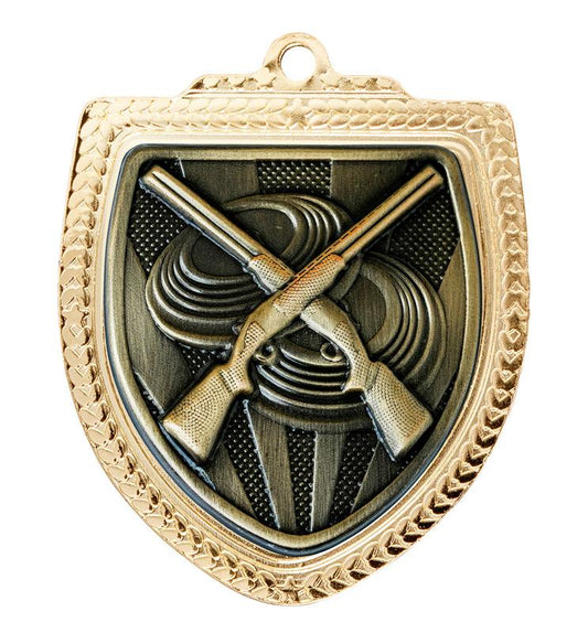 1067GVP-MS86G Shield Medal - Clay Pigeon Shooting 8cm