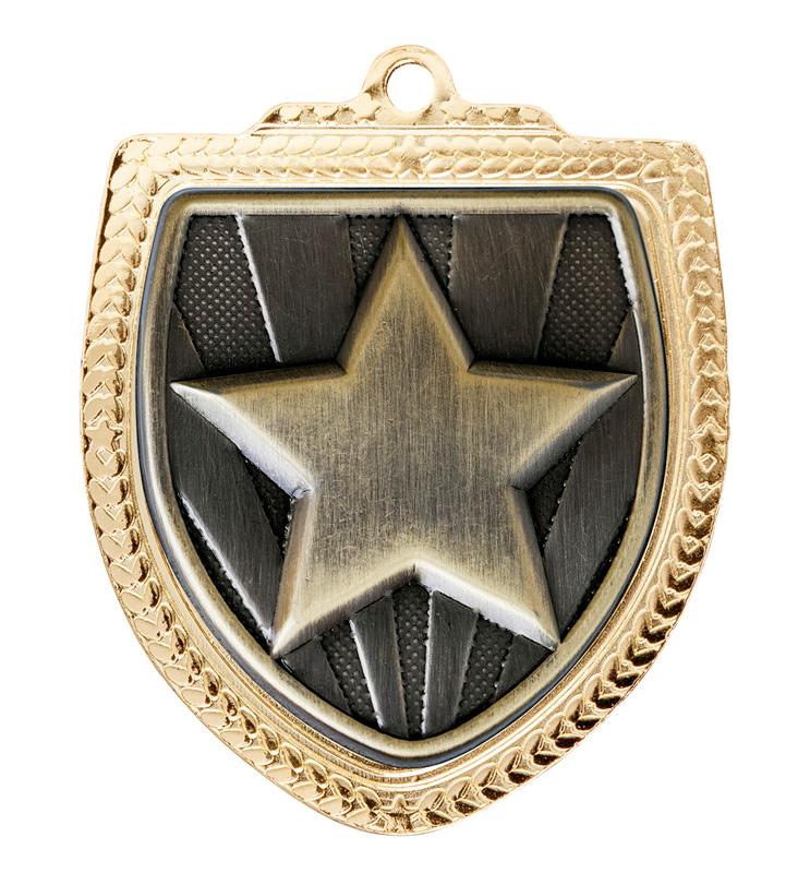 1067GVP-MS91G Shield Medal - Star 8cm