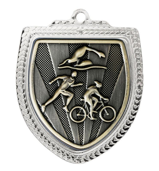 1067SVP-MS15G Shield Medal - Triathlon 8cm