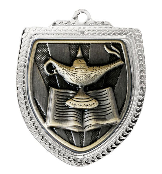 1067SVP-MS39G Shield Medal - Lamp of Knowledge 8cm