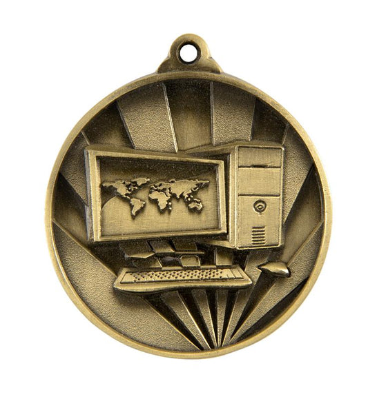 1076-42G Sunrise Medal-Computers 5cm