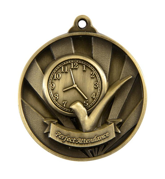 1076-51G Sunrise Medal-Perfect Attendance 5cm