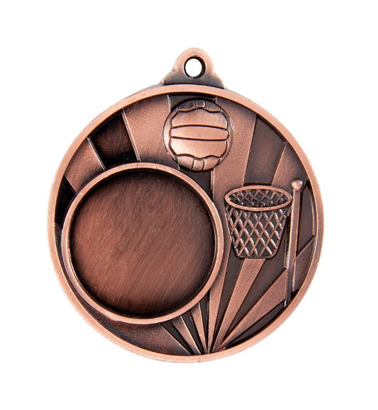 1076C-8BR Sunrise Medal-Netball + 25mm insert 5cm