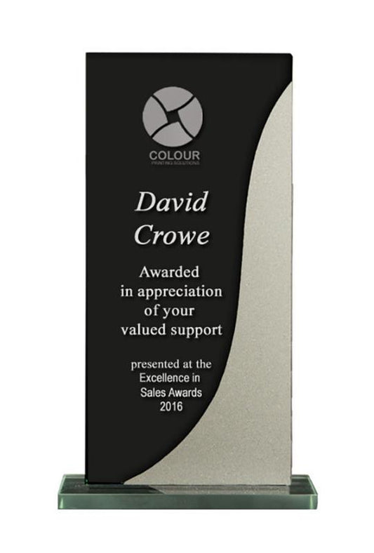 1255-2BKS Glass-Black/Silver 15.5cm
