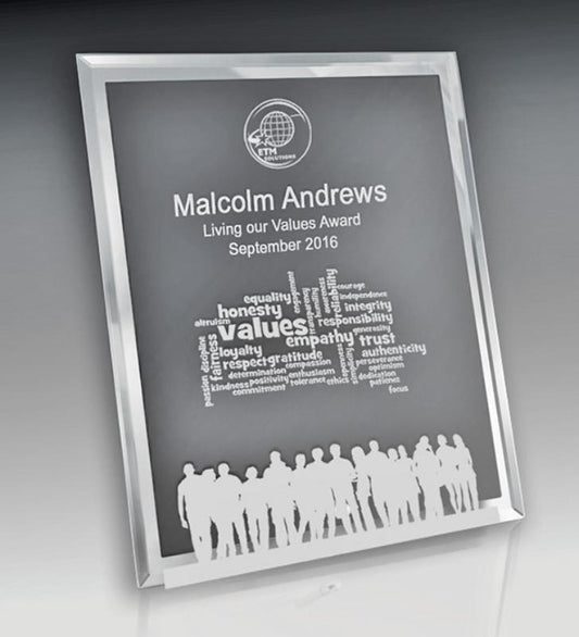 1256-2PORT Mirror Edged Clear Glass-Rectangle Portrait 17.5cm