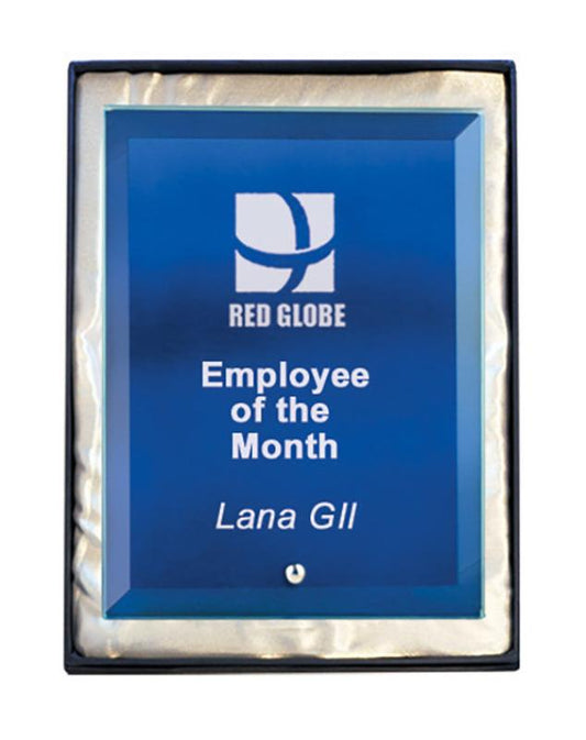 1270-3BU Laser Glass Rectangle-Blue 20.5cm