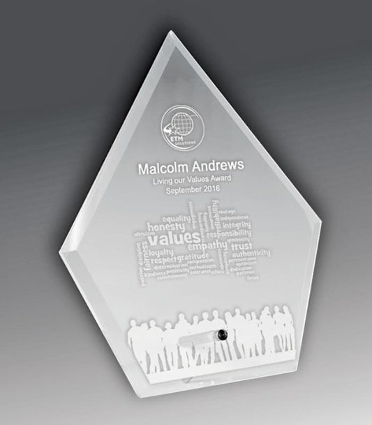 1272-2CL Laser Glass Arrowhead-Clear 19.5cm