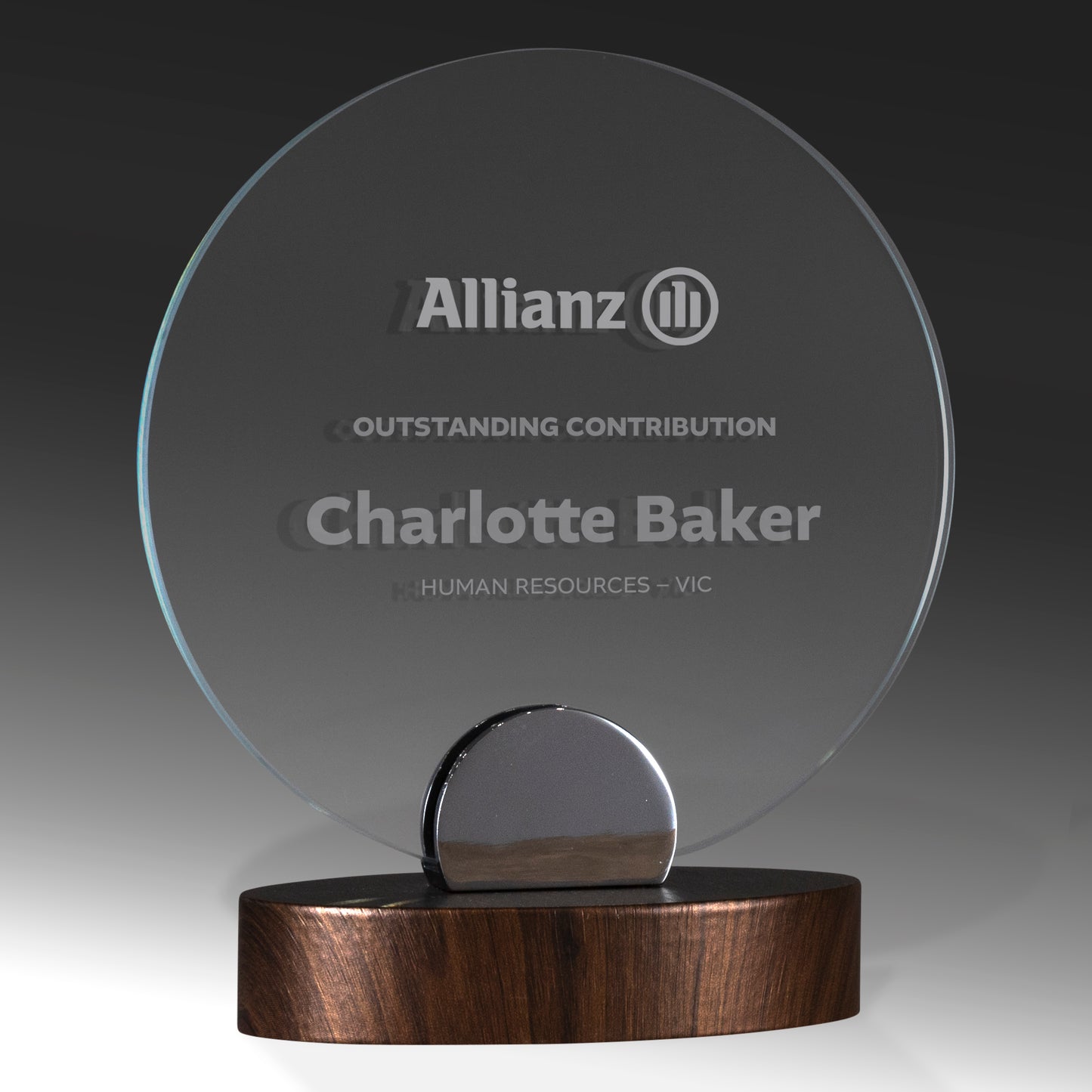 1278-1B Glass/Timber Base 18cm