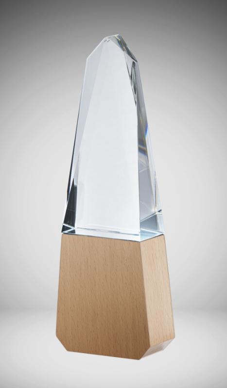 1290C Crystal/Timber Pyramid-Light Timber 26.5cm