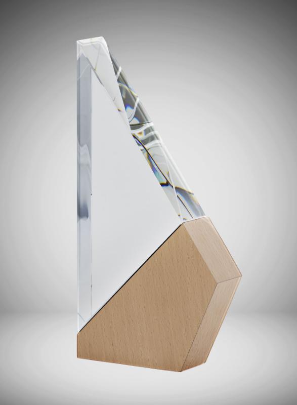 1290E Crystal/Timber Triangle-Light Timber 20.5cm