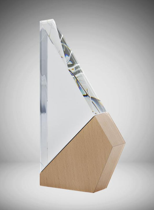 1290E Crystal/Timber Triangle-Light Timber 20.5cm